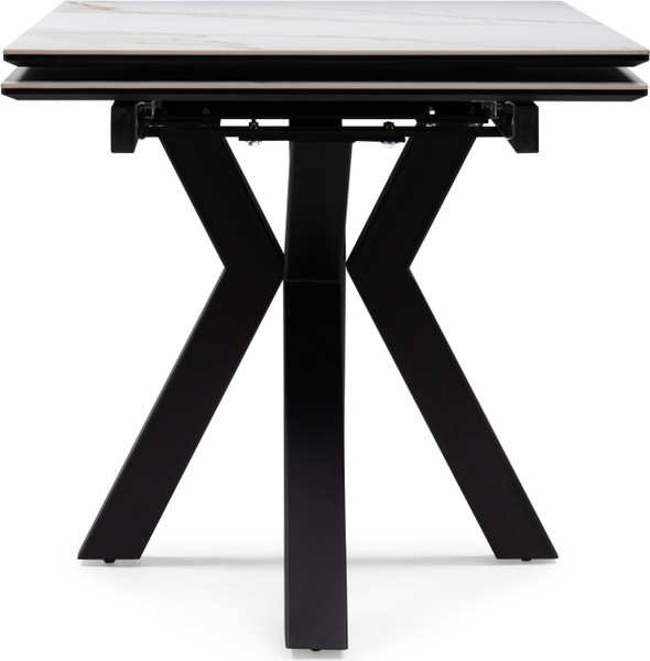 Изображение товара Обеденный стол Woodville Бронхольм 140-200х80х77 / 532396 (белый мрамор/черный)