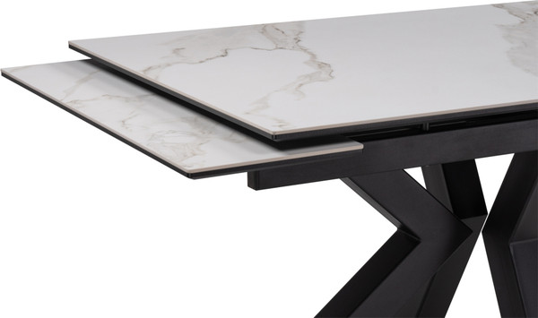 Изображение товара Обеденный стол Woodville Бронхольм 140-200х80х77 / 532396 (белый мрамор/черный)