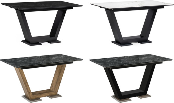 Изображение товара Обеденный стол Woodville Иматра 140/180х80х76 (черный мрамор/черный кварц)