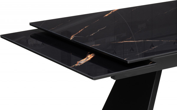 Изображение товара Обеденный стол Woodville Хорсборо 140-200х80х79 / 588007 (обсидиан/черный)