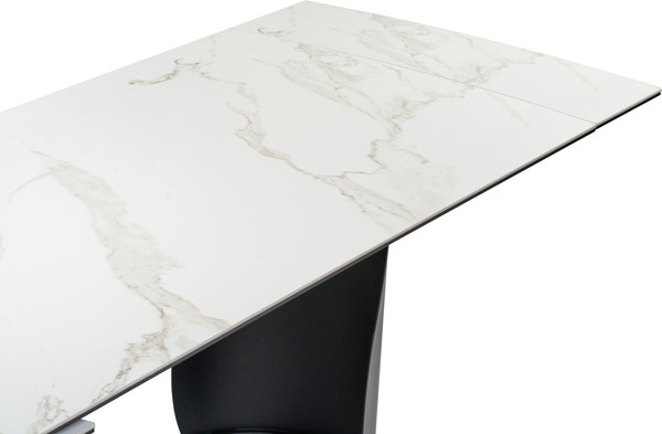 Изображение товара Обеденный стол Woodville Готланд 160-220х90х79 / 553534 (белый мрамор/черный)
