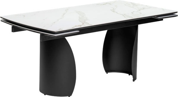 Изображение товара Обеденный стол Woodville Готланд 160-220х90х79 / 553534 (белый мрамор/черный)