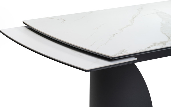 Изображение товара Обеденный стол Woodville Готланд 160-220х90х79 / 553534 (белый мрамор/черный)