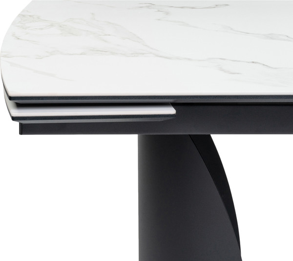 Изображение товара Обеденный стол Woodville Готланд 160-220х90х79 / 553534 (белый мрамор/черный)