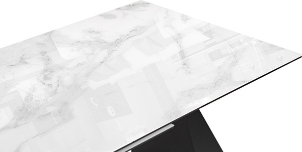 Изображение товара Обеденный стол Woodville Денхольм 240-290х100х75 / 553548 (белый мрамор/черный)