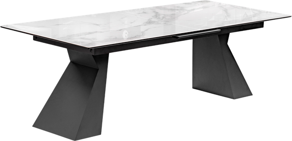 Изображение товара Обеденный стол Woodville Денхольм 240-290х100х75 / 553548 (белый мрамор/черный)