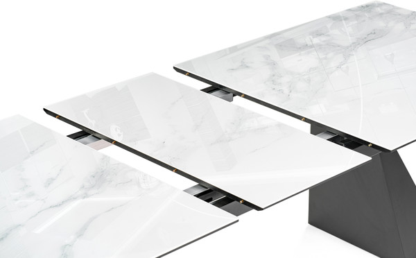 Изображение товара Обеденный стол Woodville Денхольм 240-290х100х75 / 553548 (белый мрамор/черный)