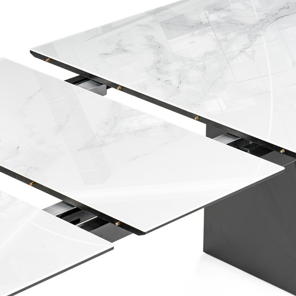 Изображение товара Обеденный стол Woodville Денхольм 240-290х100х75 / 553548 (белый мрамор/черный)