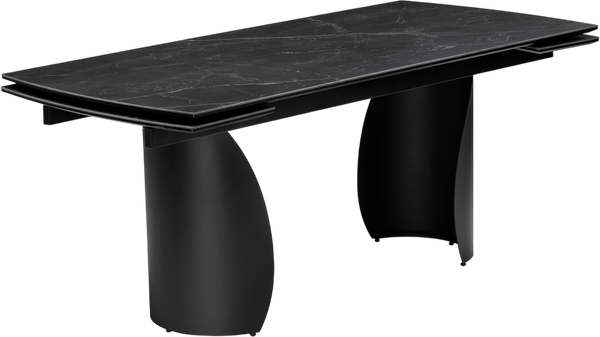 Изображение товара Обеденный стол Woodville Готланд 180-240х90х79 / 553535 (черный мрамор/черный)