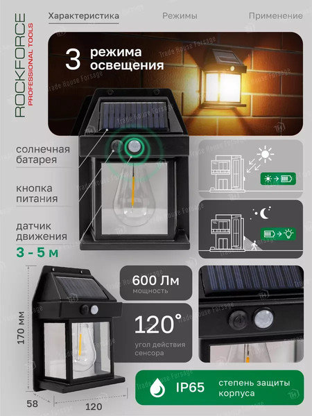 Изображение товара Набор бра уличных RockForce RF-WL6009 (62131), (3шт, черный)