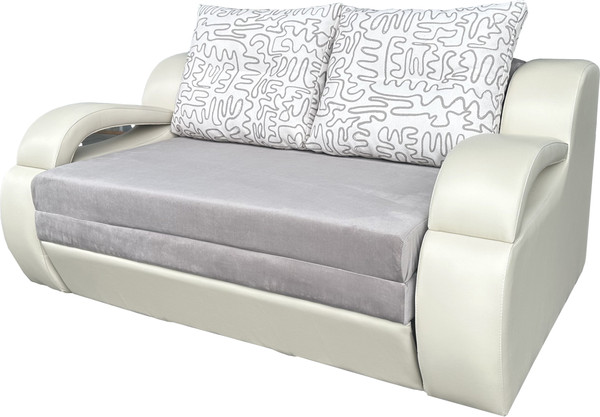 Изображение товара Диван Анмикс Каспер (св.беж-серый велюр/кож.зам беж/принт инкас)