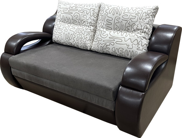 Изображение товара Диван Анмикс Каспер (коричневый велюр/кож.зам т.коричн/принт инкас)