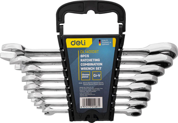 Изображение товара Набор ключей Deli EDL140108T (8шт, серебристый)