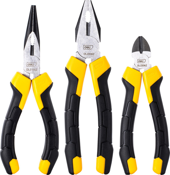 Изображение товара Набор губцевого инструмента Deli YS EDL2008Z-3 (3шт, черный/желтый)