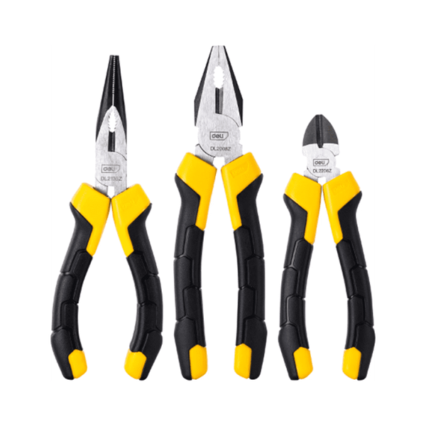 Изображение товара Набор губцевого инструмента Deli EDL2008Z-3 (3шт, черный/желтый)