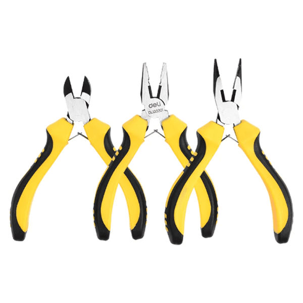 Изображение товара Набор губцевого инструмента Deli EDL103201-3 (3 шт, желтый/черный)