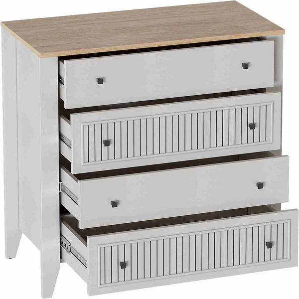 Изображение товара Комод Мебельград Валенсия 4 ящика (персидский жемчуг/дуб натуральный светлый)