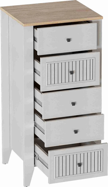 Изображение товара Комод Мебельград Валенсия 5 ящиков (персидский жемчуг/дуб натуральный светлый)