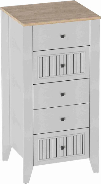 Изображение товара Комод Мебельград Валенсия 5 ящиков (персидский жемчуг/дуб натуральный светлый)