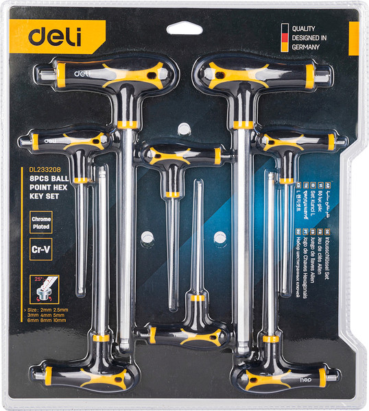 Изображение товара Набор ключей Deli Т-образных шестигранных YS EDL233208 (2-10мм, 8шт)