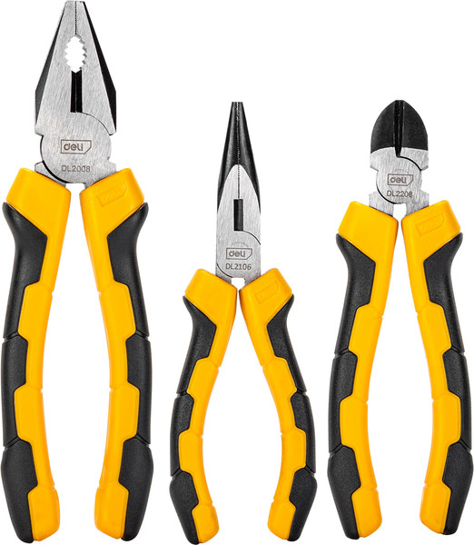 Изображение товара Набор губцевого инструмента Deli YS EDL2008-3 (3шт, желтый/черный)