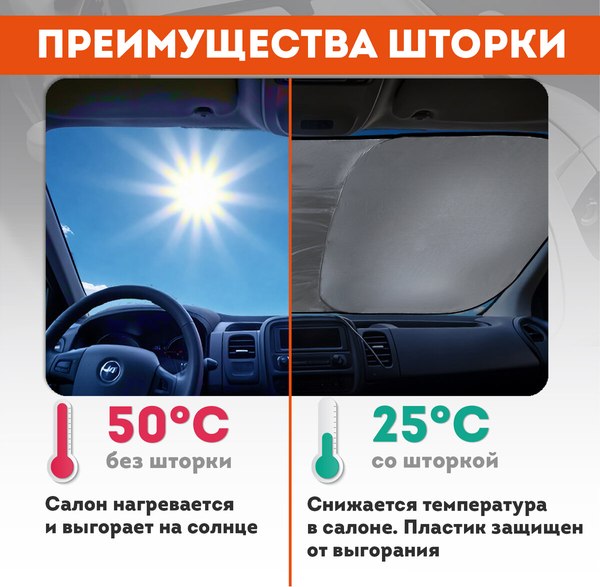 Изображение товара Защитная шторка Daswerk Солнцезащитная 153x75см / 671250