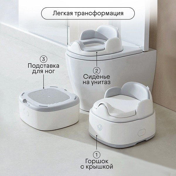 Изображение товара Детский горшок Kidzi Step-by-step / KDZ6218 (белый/серый)