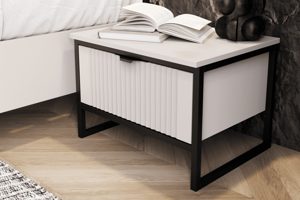 Изображение товара Прикроватная тумба Мебельград Нора с ящиком (персидский жемчуг/вереск ромено)