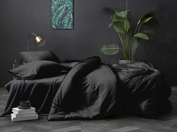 Изображение товара Простыня Бояртекс Поплин на резинке 90х200х35 (черный)