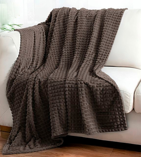 Изображение товара Плед Бояртекс Велсофт с тиснением Соты Турецкий кофе 19-0812 (180х200)