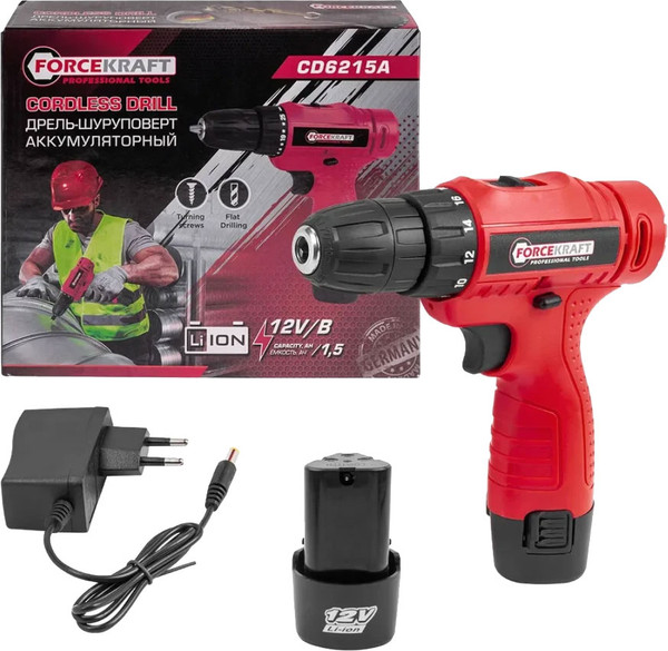 Изображение товара Аккумуляторная дрель-шуруповерт ForceKraft 64 833 / FK-CD6215A