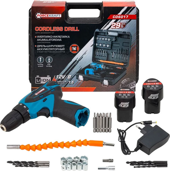Изображение товара Аккумуляторная дрель-шуруповерт ForceKraft 64 834 / FK-CD6017