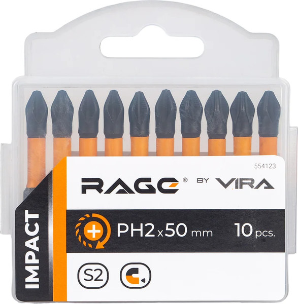 Изображение товара Набор бит Vira Rage S2 PH2x50мм / 554123 (10шт)