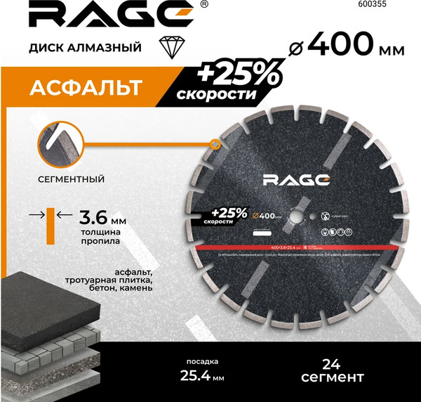 Изображение товара Отрезной диск алмазный Vira Rage 400мм / 600355