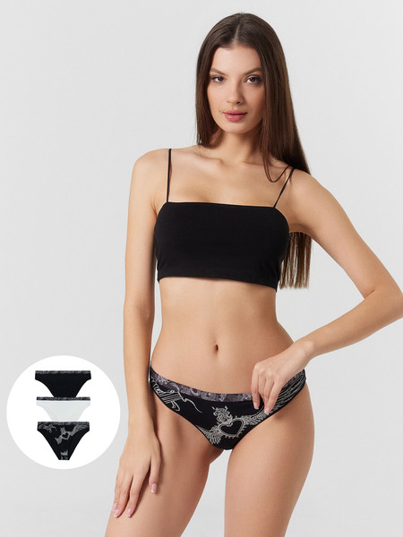 Изображение товара Комплект женских трусов Mark Formelle 412619-3 (р.94, тату на черном)