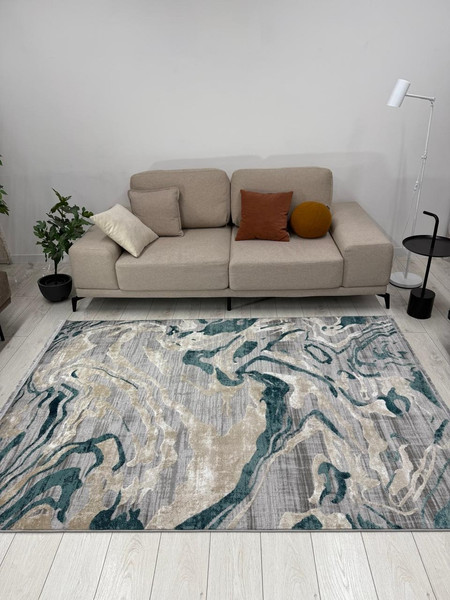Изображение товара Ковер Radjab Carpet Афина Прямоугольник 9011A / 12835RK (1.6x2.3, Grey/D.Green)