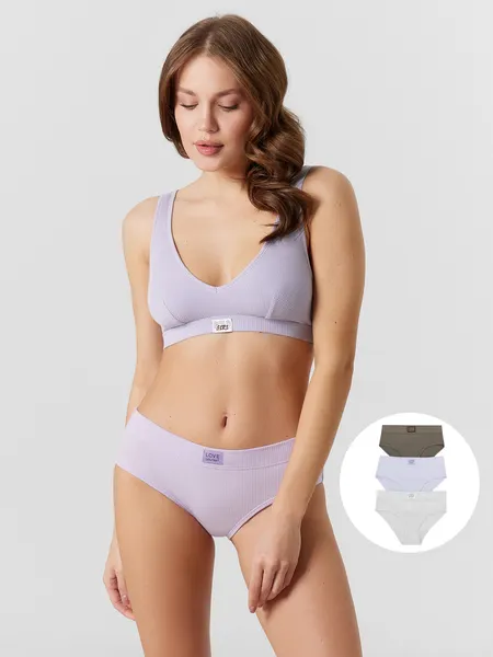 Изображение товара Комплект женских трусов Mark Formelle 412491-3 (р.106, светло-фиолетовый/декор)