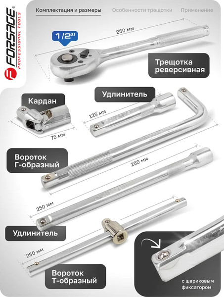 Изображение товара Универсальный набор инструментов Forsage F-4245B-5 (57880)