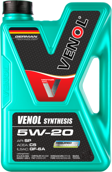 Изображение товара Моторное масло Venol Synthesis 5W20 SP C5 GF-6A  / 276005VE (5л)