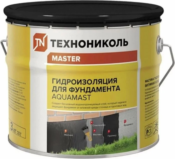 Изображение товара Гидроизоляционная мастика Технониколь AquaMast битумная (3кг)