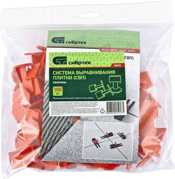 Изображение товара Зажим для выравнивания плитки СибрТех 88055 (100шт)