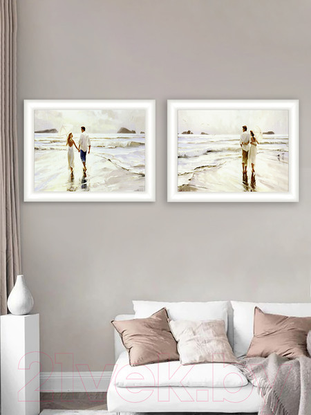 Изображение товара Картина Декарт Прогулка по пляжу 8Л0406 (в раме)