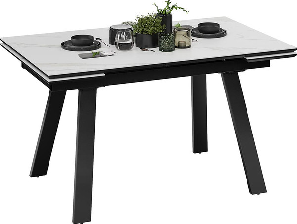 Изображение товара Обеденный стол ТриЯ Дэкстон Тип 1 / 264172 (черный муар/керамика матовая белый мрамор)