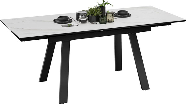 Изображение товара Обеденный стол ТриЯ Дэкстон Тип 1 / 264172 (черный муар/керамика матовая белый мрамор)