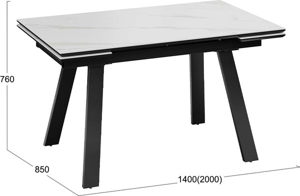 Изображение товара Обеденный стол ТриЯ Дэкстон Тип 1 / 264172 (черный муар/керамика матовая белый мрамор)