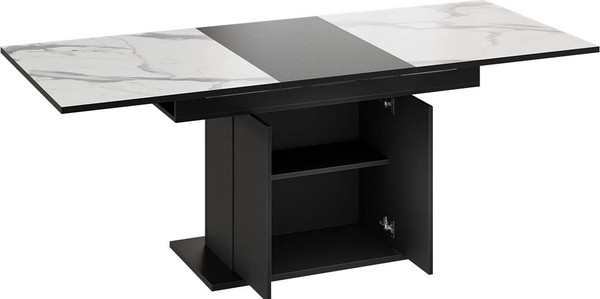 Изображение товара Обеденный стол ТриЯ Детройт Тип 3 раздвижной / 272471 (черный/белый мрамор)