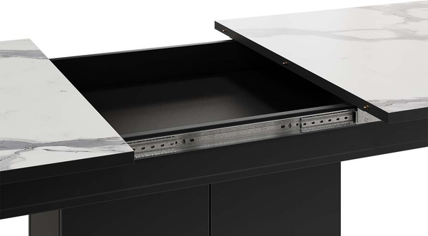 Изображение товара Обеденный стол ТриЯ Детройт Тип 3 раздвижной / 272471 (черный/белый мрамор)