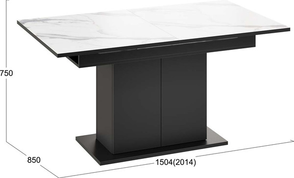 Изображение товара Обеденный стол ТриЯ Детройт Тип 3 раздвижной / 272471 (черный/белый мрамор)