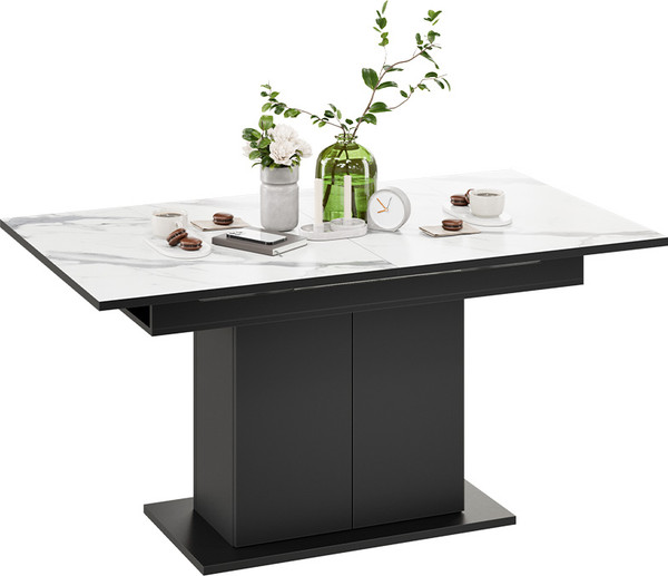 Изображение товара Обеденный стол ТриЯ Детройт Тип 3 раздвижной / 272471 (черный/белый мрамор)