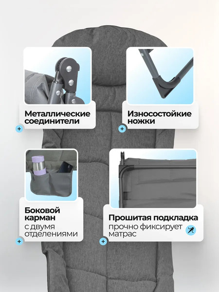 Изображение товара Складной шезлонг ISMA ISMA-FG-HY-8008BL (62343)